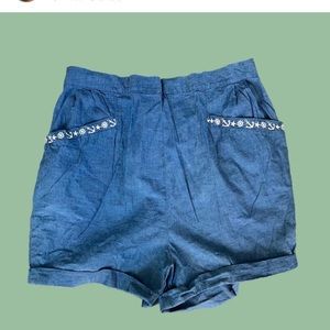 Vintage 70s nautical detail denim shorts
Zipper in back
Would best fit a size L